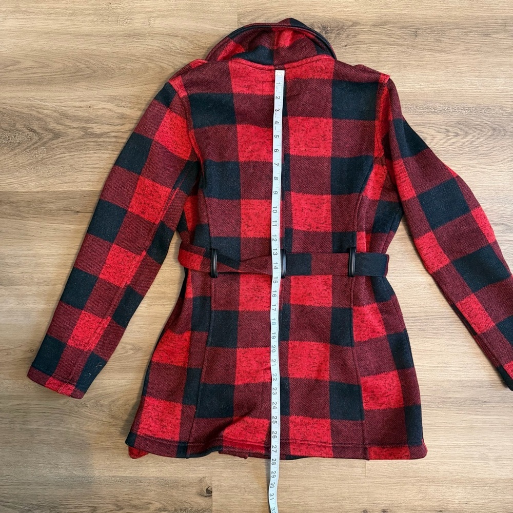 Madden Girl Buffalo Plaid Belted Pea Coat – Women’s Medium - Picture 7 of 11